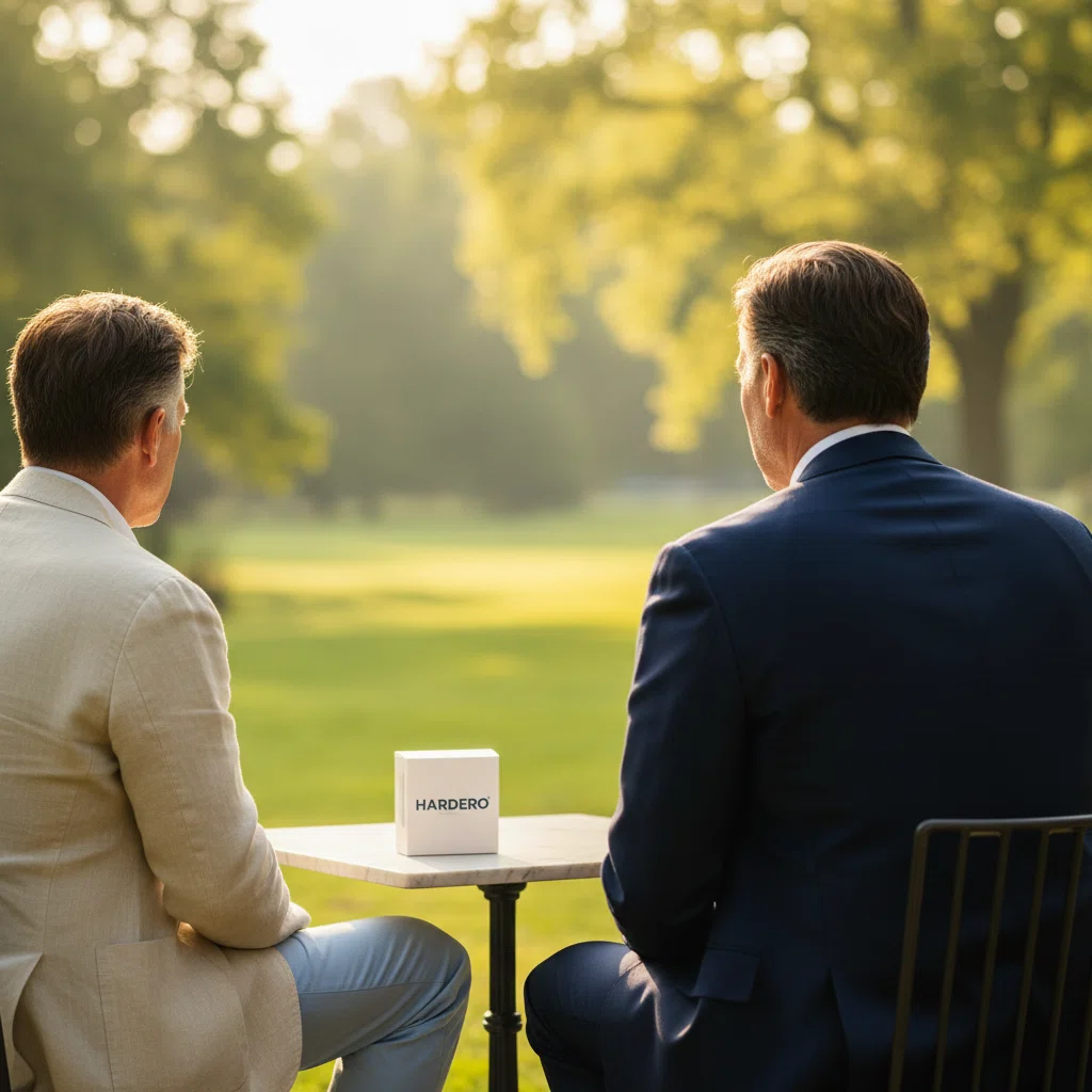 Two men enjoying the outdoors in morning light